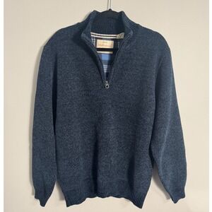 Weatherproof Vintage Mens Quarter Zip Chenille Sweater Navy Sz L Pullover Casual